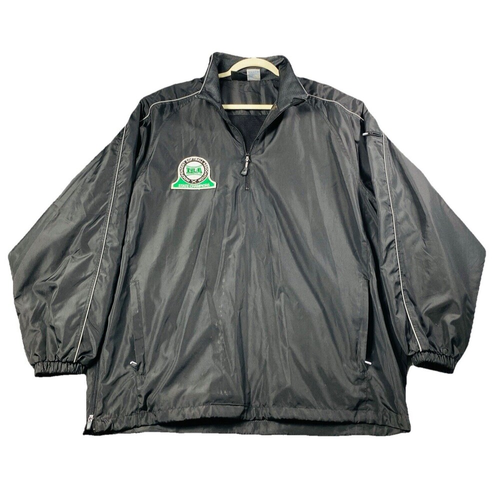 Authentic Apparel Anaconda Sports Black Windbreaker Jacket Pocket Sz XL ( ISA )